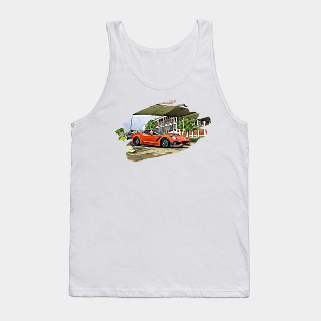 Corvette ZR1 Detroit Print Tank Top by Auto-Prints